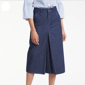 Boden Denim Polka Dot Skirt with Front Pleat! 6L
